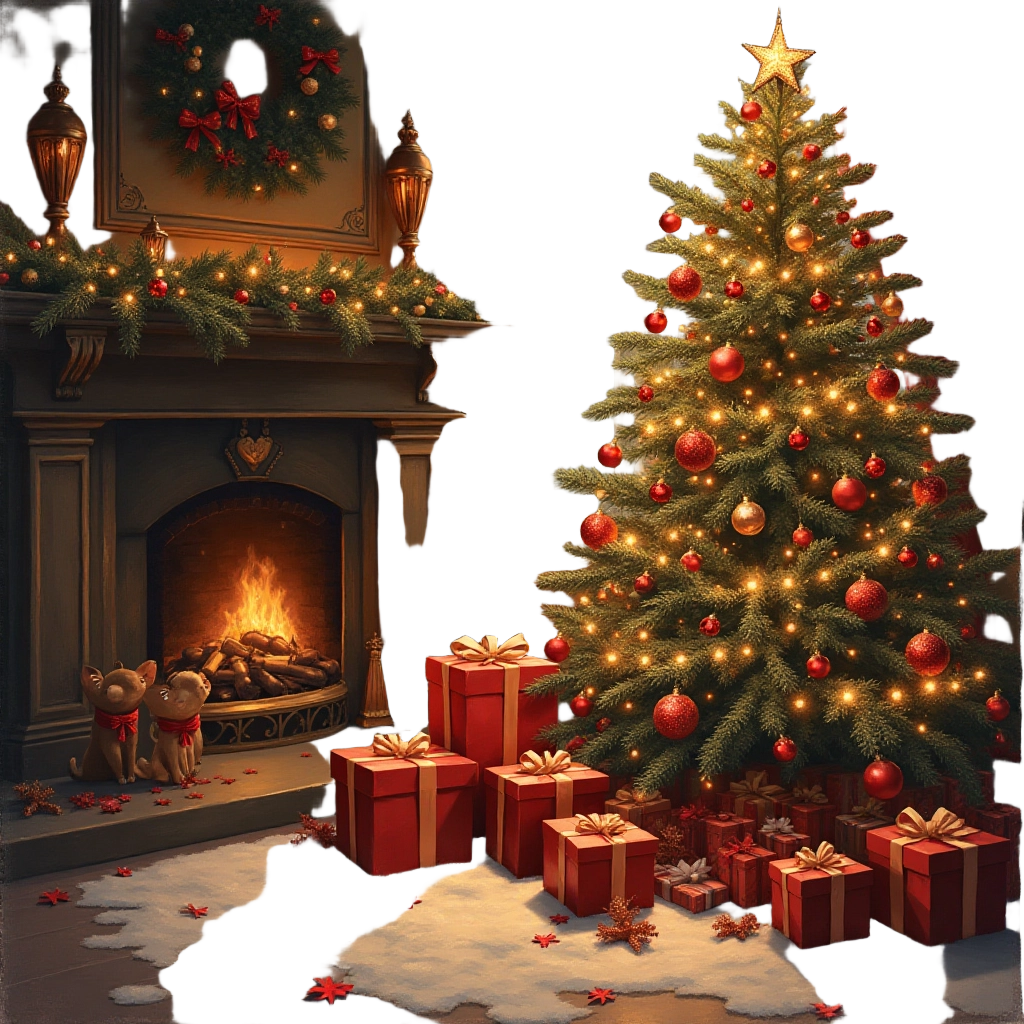 Cozy Christmas Fireplace Scene